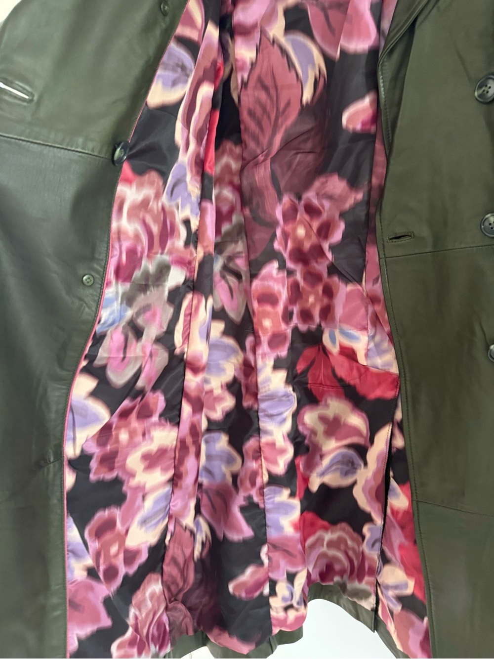 NWT $698 Anthroplogie Leather Green Trenchcoat - Picture 6 of 13